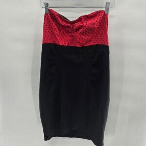 Torrid Red Black Polka Dot Rockabilly Strapless Midi Dress Size 18